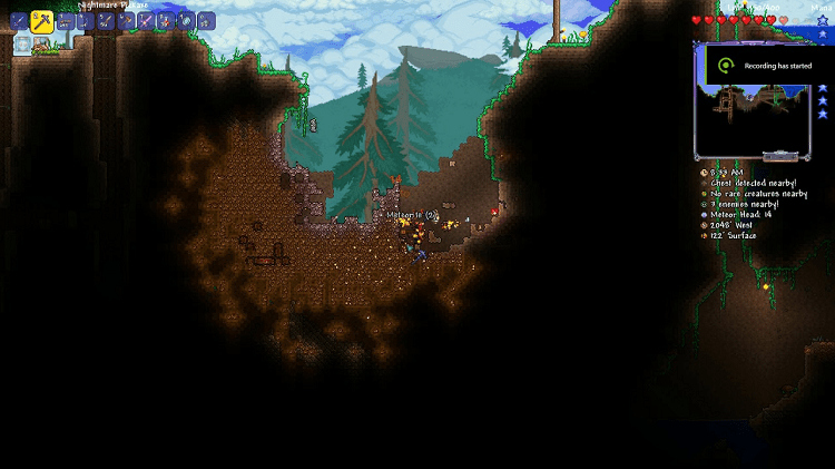 what does meteorite look like on terraria map viewer